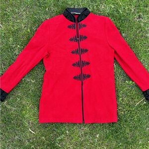 St. John Collection Red Blazer with Black Details